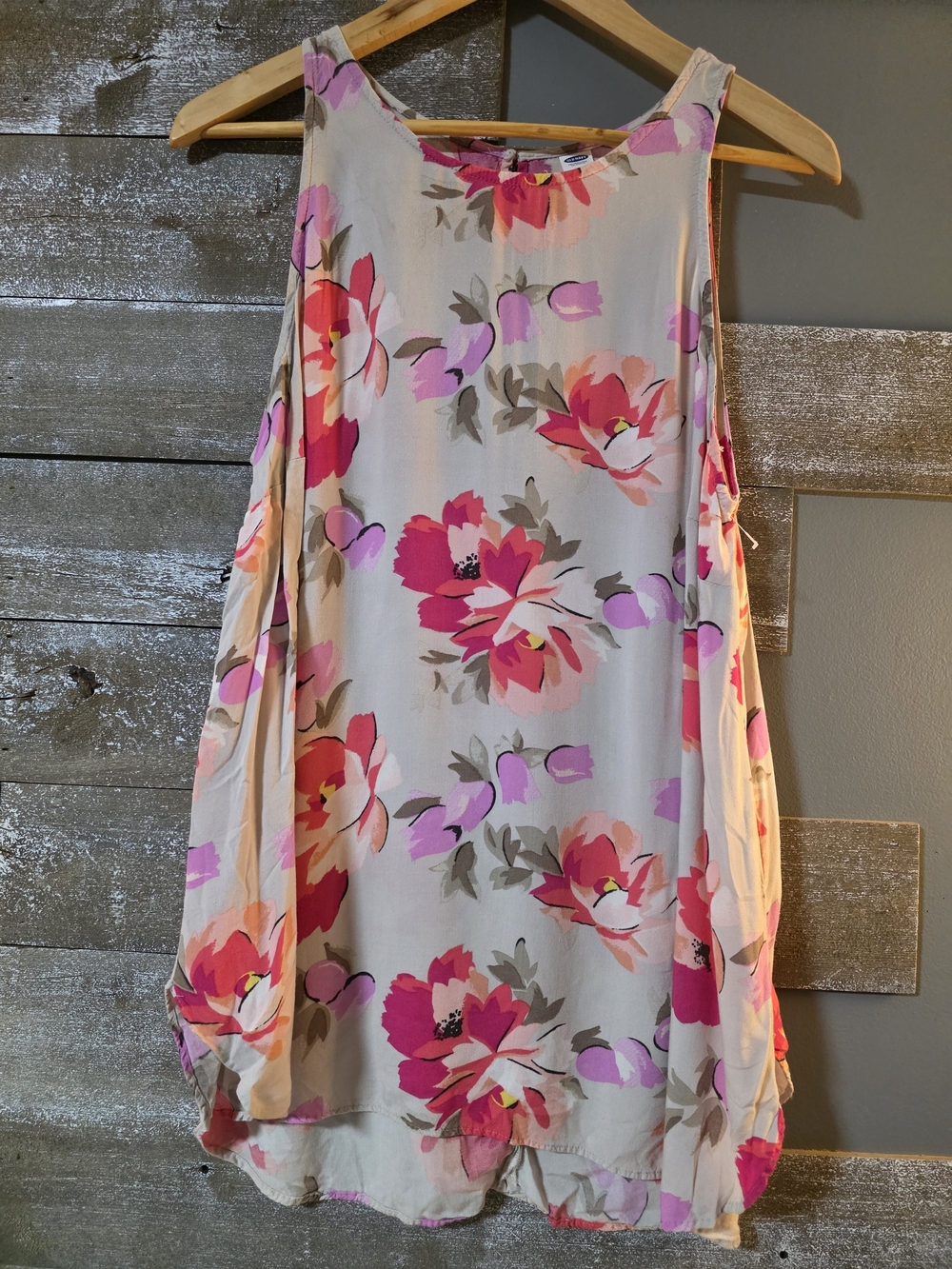 Old Navy Cream Mini Dress with Pink Floral Print